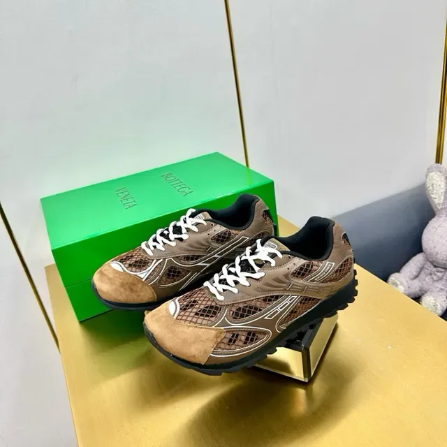 Bottega Veneta Cassette Sneaker Marrom Couro Tricotado Tênis Lifestyle 9