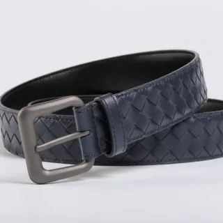 Bottega Veneta Intrecciato 海军色编织皮革腰带