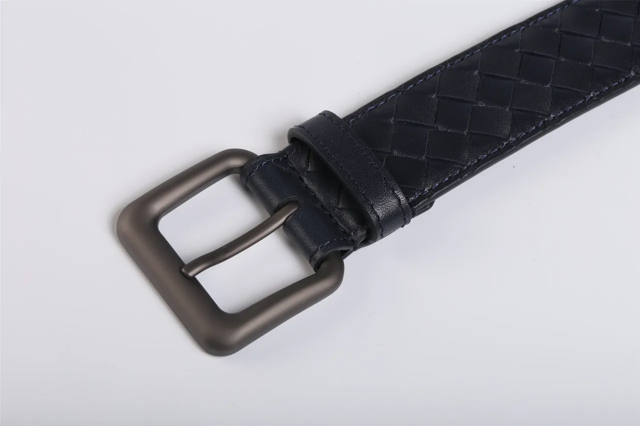 Bottega Veneta Intrecciato Cinturão de couro Navy tecido 3