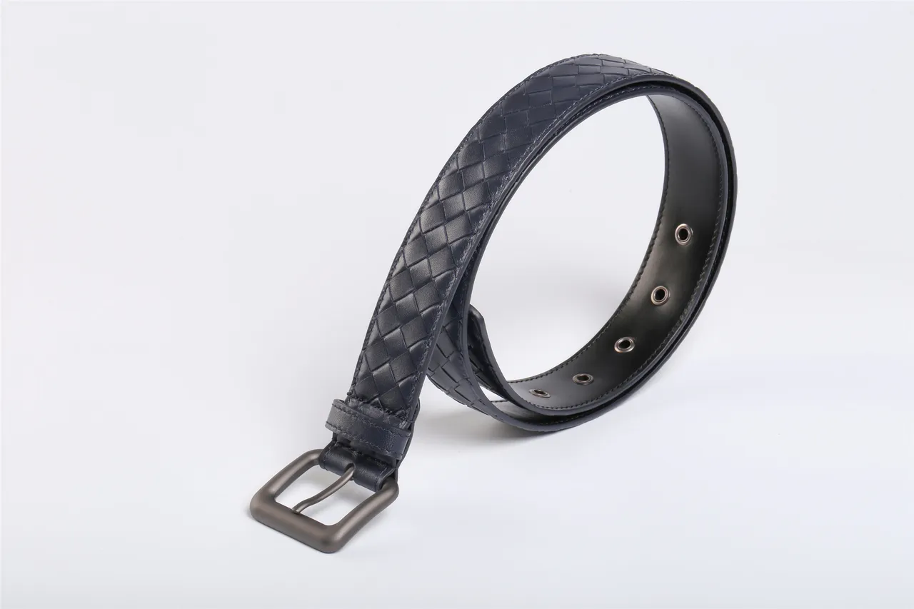 Bottega Veneta Intrecciato Cinturão de couro Navy tecido 5