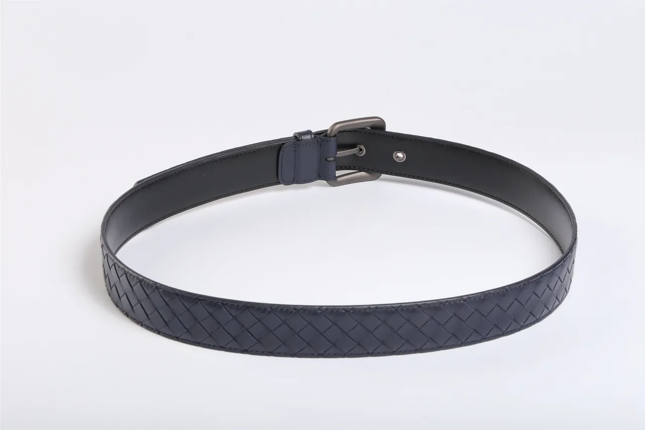 Bottega Veneta Intrecciato Cinturão de couro Navy tecido 6