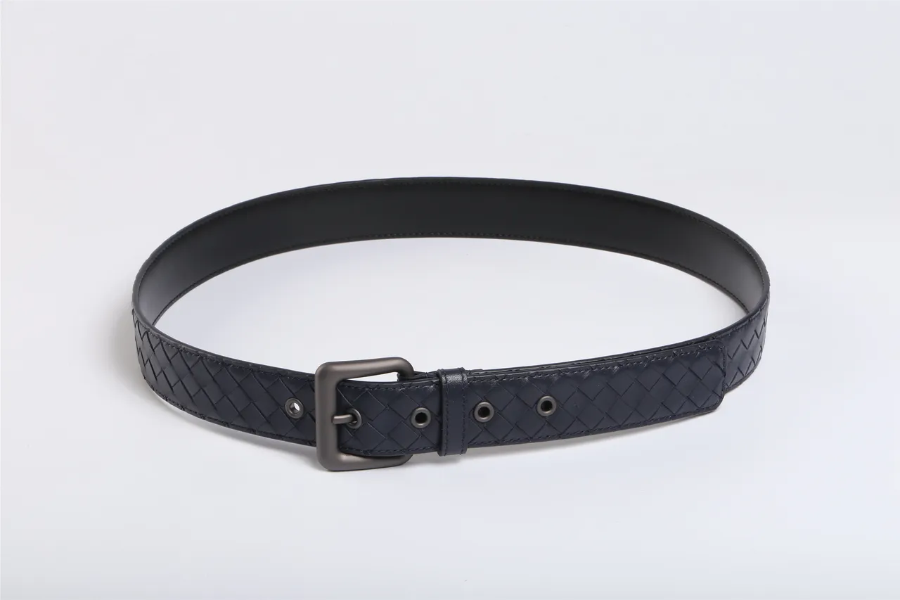 Bottega Veneta Intrecciato Cinturão de couro Navy tecido 8