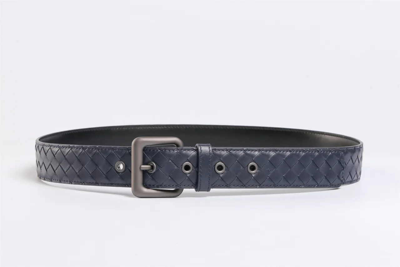 Bottega Veneta Intrecciato Cinturão de couro Navy tecido 9