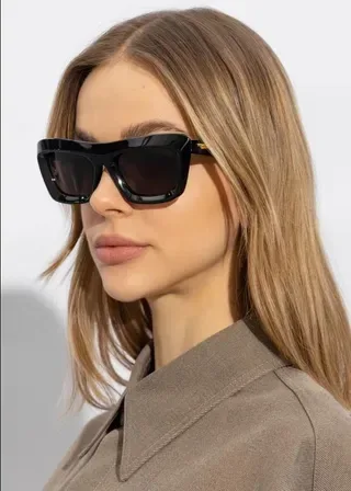 Bottega Veneta Oversized Square Pale Blue Acetate Sunglasses 2