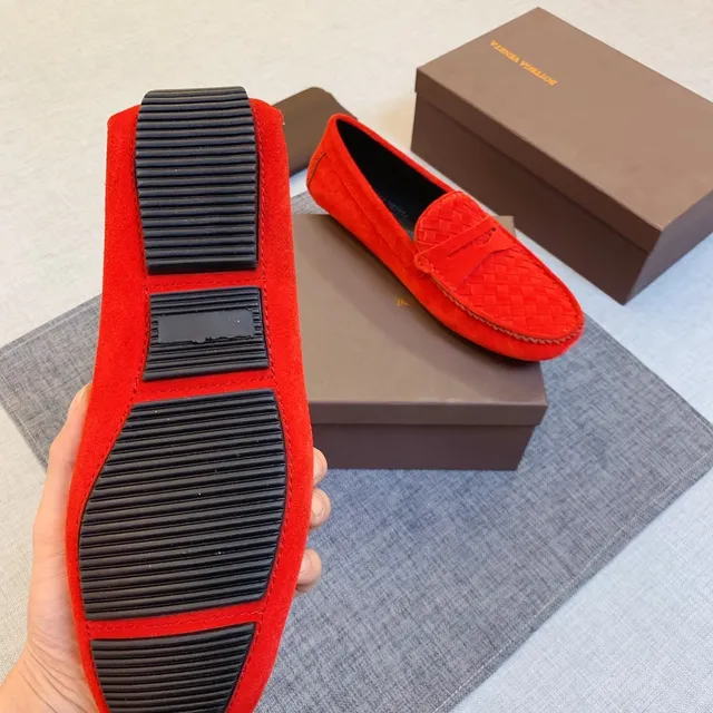 Bottega Veneta Woven Intrecciato Mocassins en Daim Rouge 4