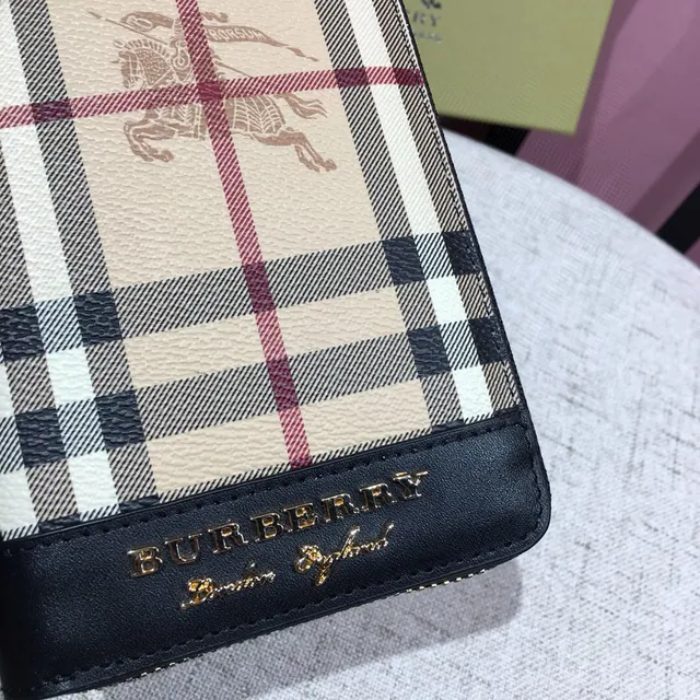 Burberry Beige Black House Check Pattern Equestrian Knight Logo Long Wallet 3