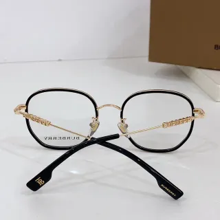 Burberry Black Gold Oval Frame Two-Tone Optical Glasses