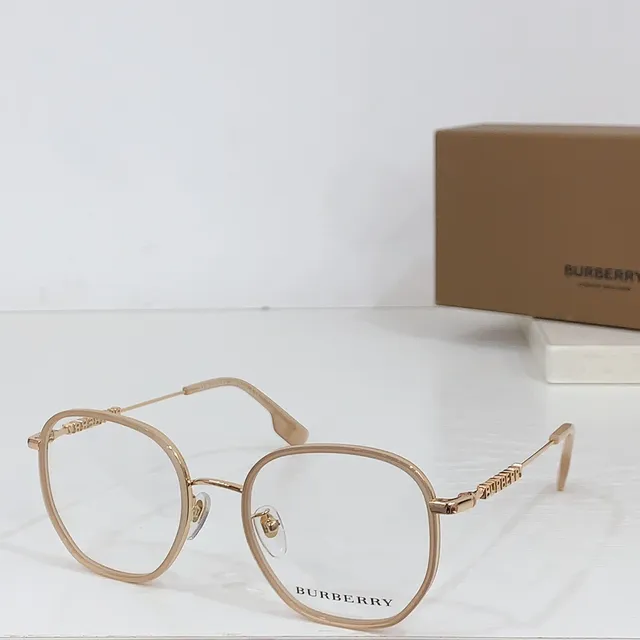Burberry Gafas Ópticas Montura Oval Negra y Oro de Dos Tonos 6