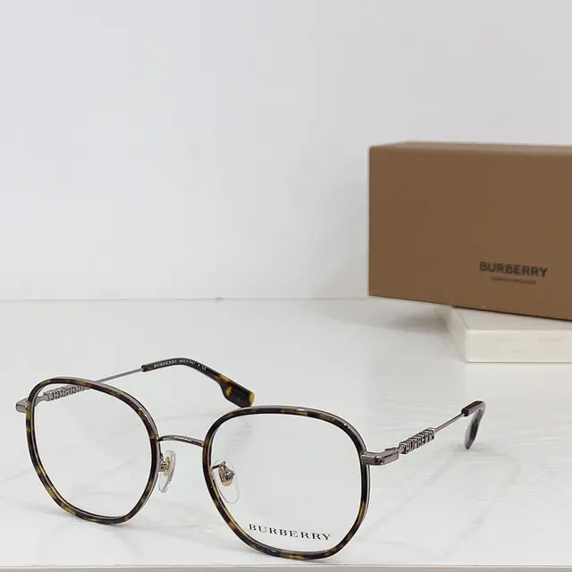 Burberry Gafas Ópticas Montura Oval Negra y Oro de Dos Tonos 8