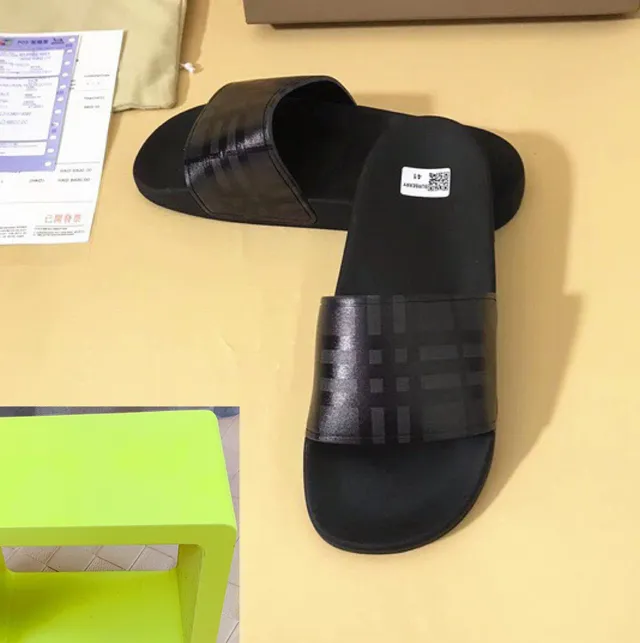 Burberry Black Single-Strap Slide Translucent Check Slippers 5