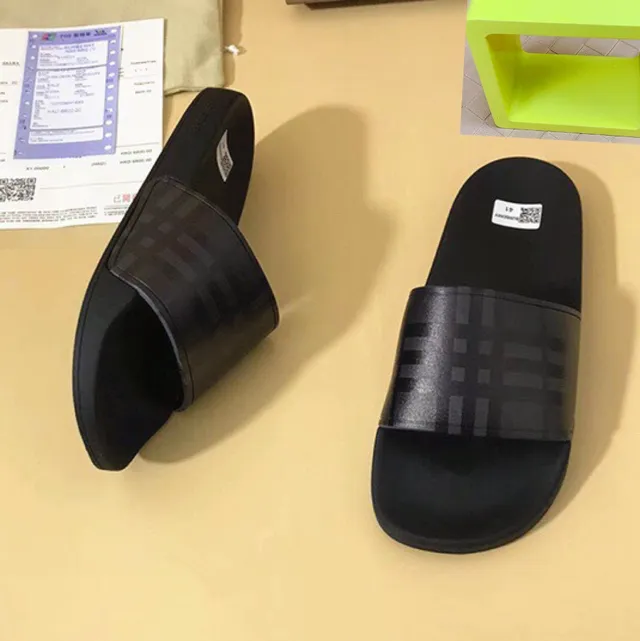 Burberry Black Single-Strap Slide Translucent Check Slippers 6