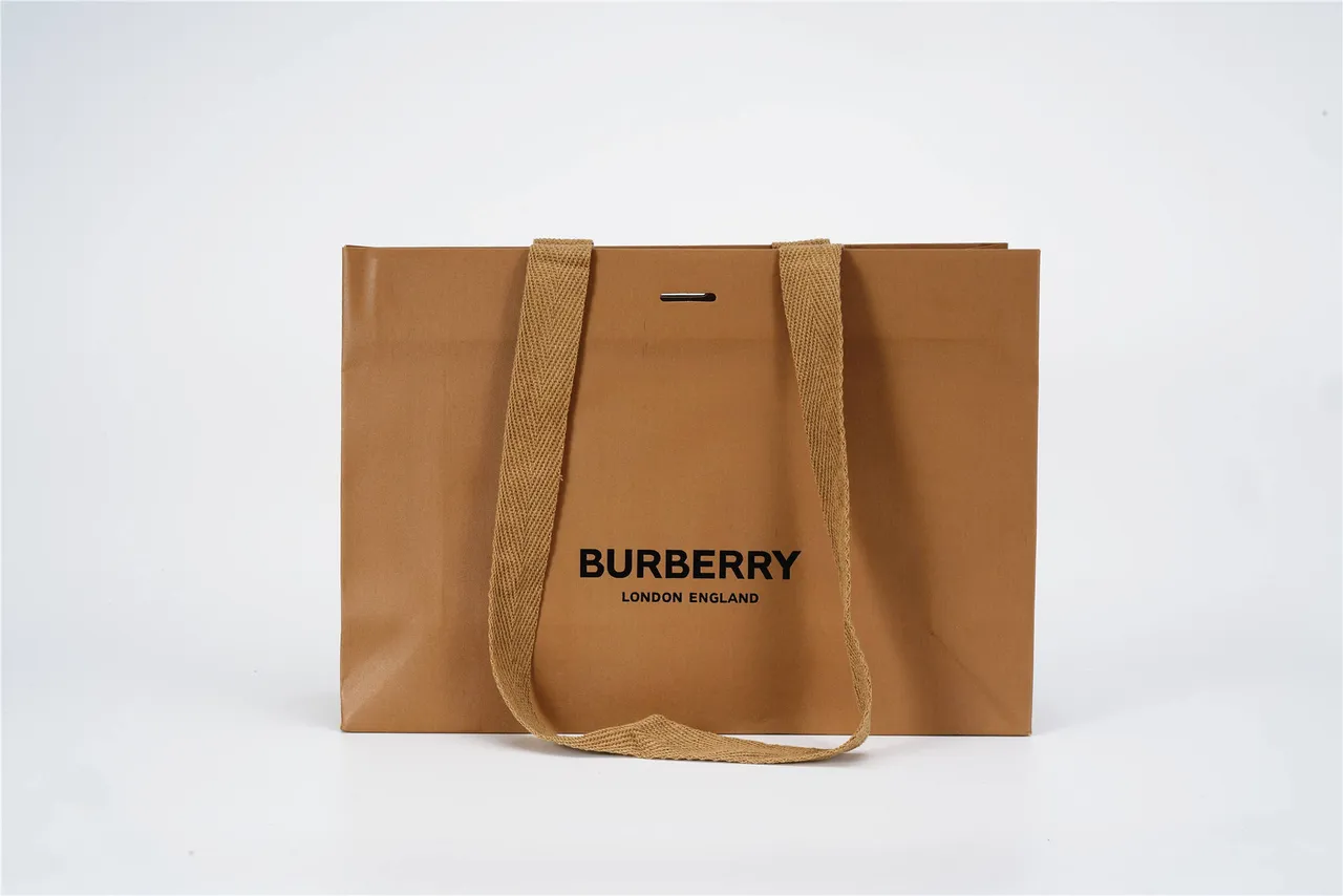 Burberry Brown Beige Kraft Paper Woven Textile Handles Handbag 4