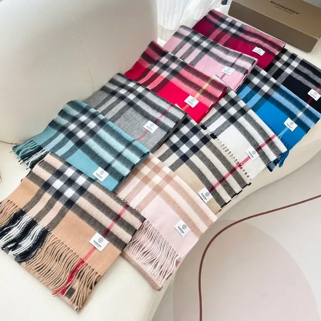 Burberry Classic Check Blue Cashmere Scarf 3