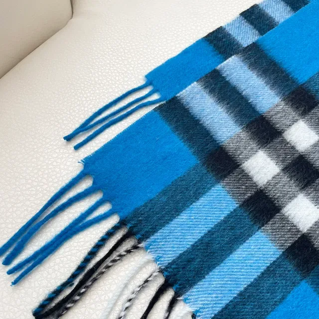 Burberry Classic Check Blue Cashmere Scarf 8