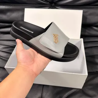 Burberry Knight Gray and Black Monogram Slipper