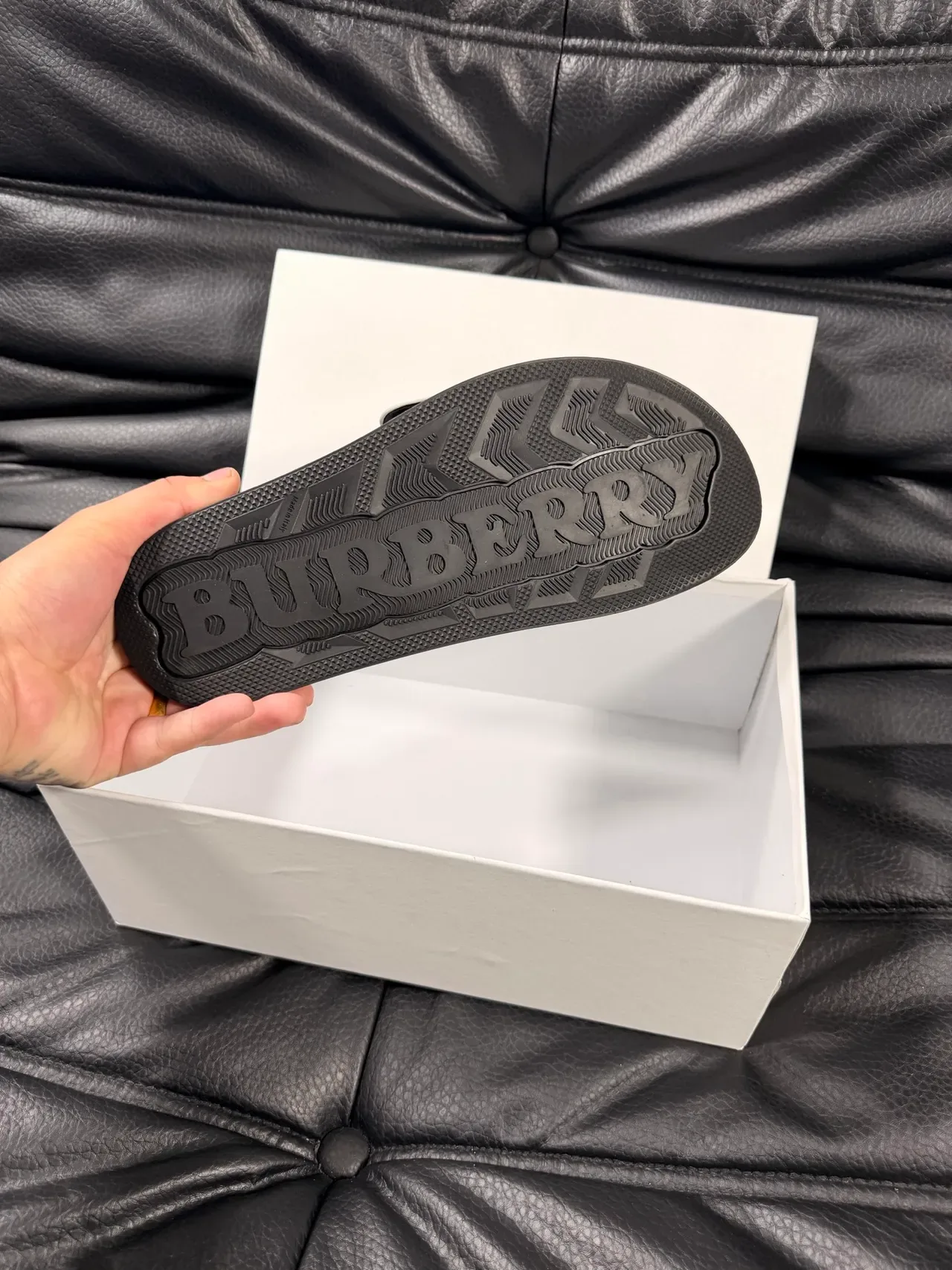 Burberry Knight Gray and Black Monogram Slipper 2