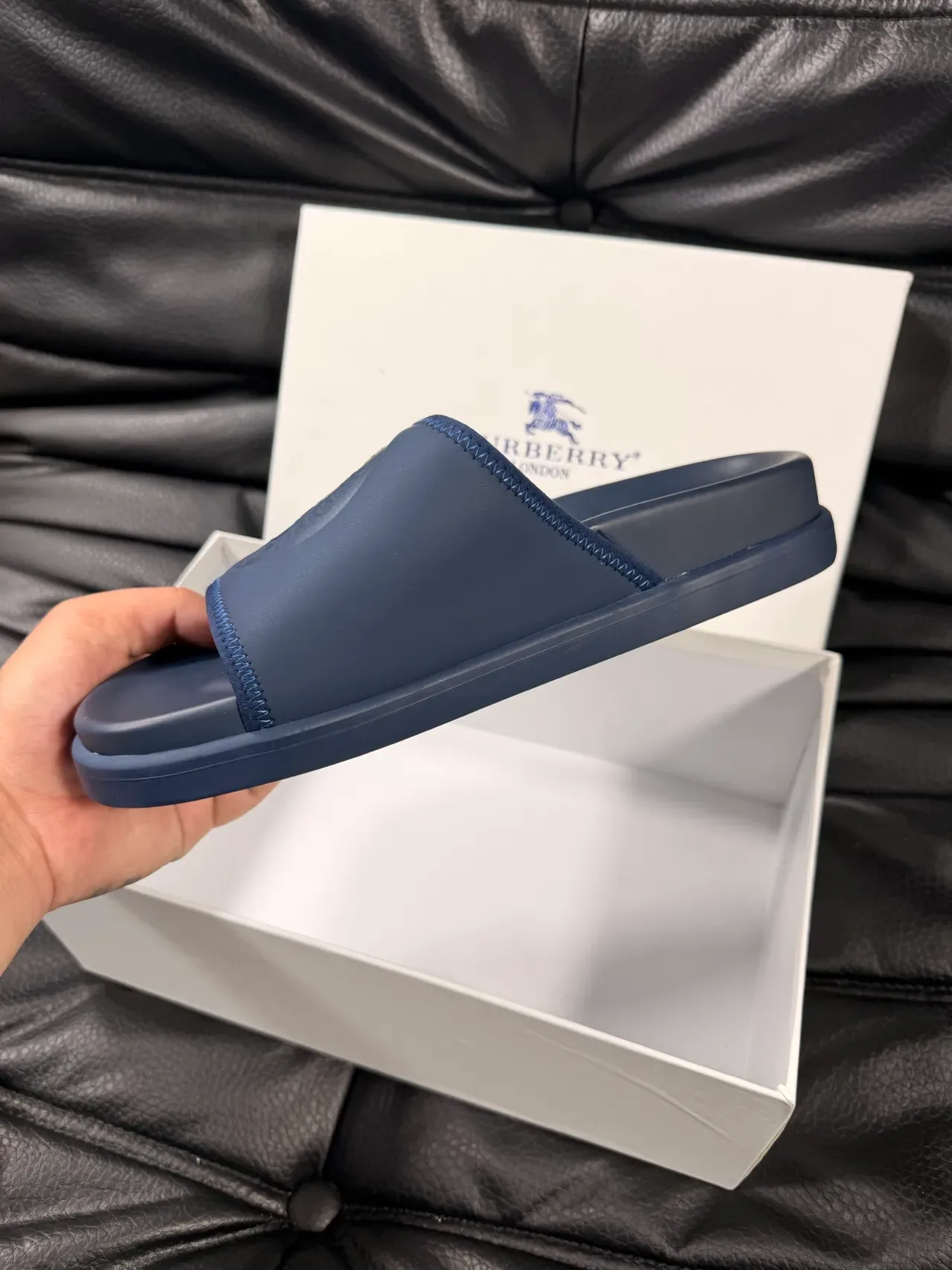 Burberry Knight Navy Rubber Slippers 3