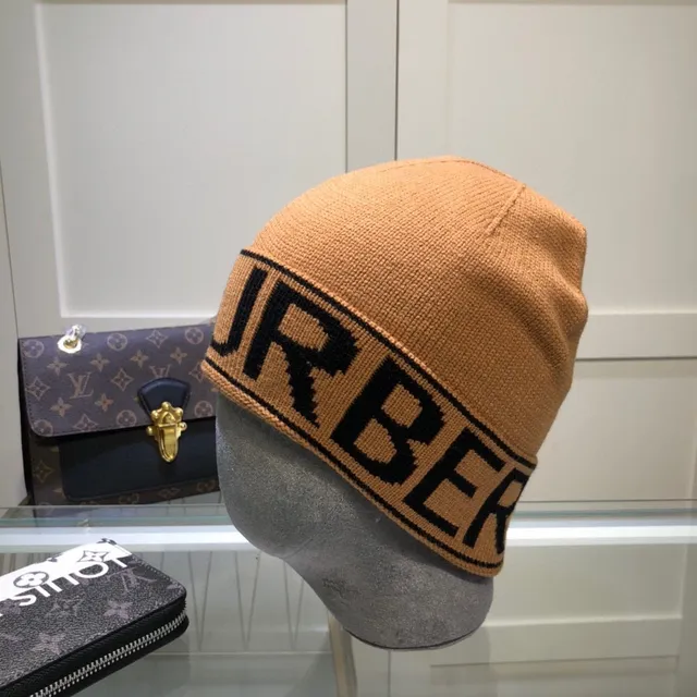 Burberry Logo-Knit beige noir Rolled Cuff Beanie 2