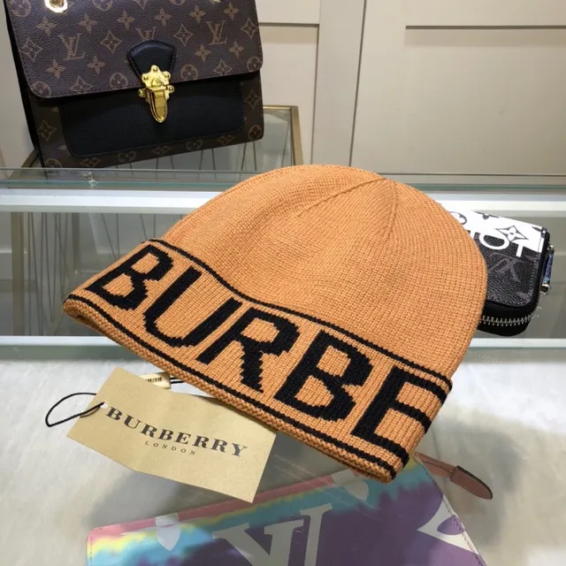 Burberry Logo-Knit beige noir Rolled Cuff Beanie 3