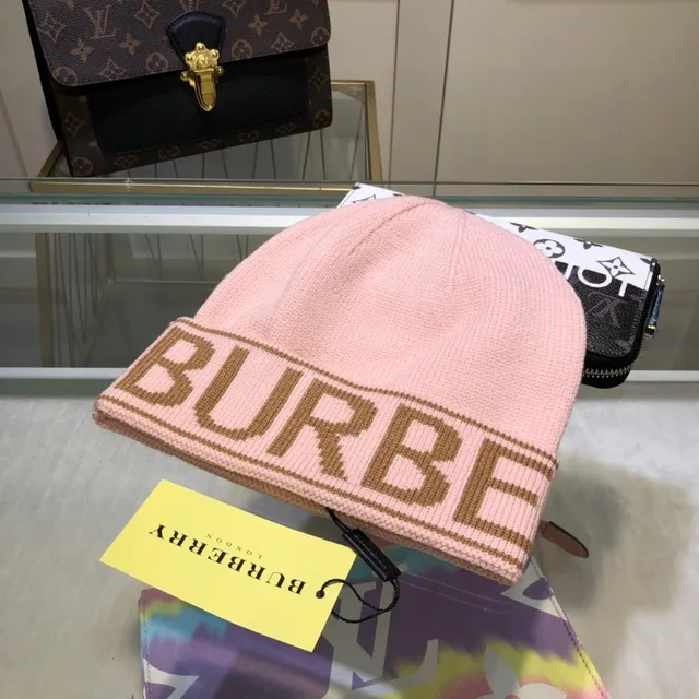Burberry Logo-Knit beige noir Rolled Cuff Beanie 5