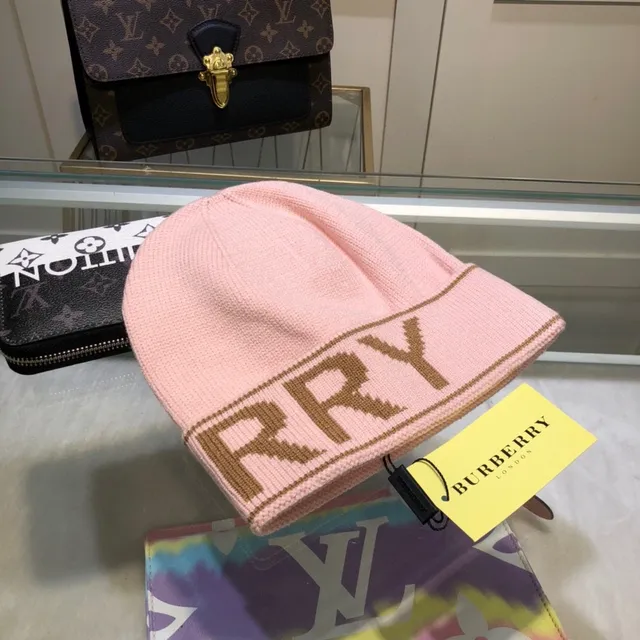 Burberry Logo-Knit beige noir Rolled Cuff Beanie 6