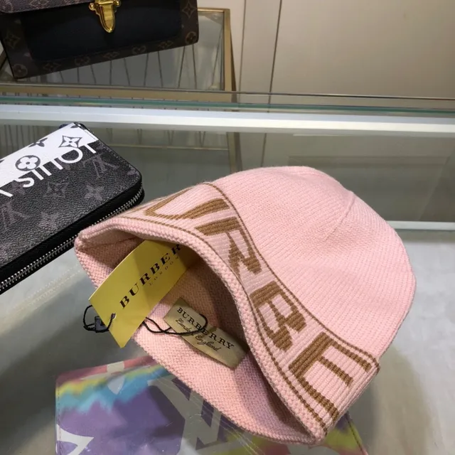 Burberry Logo-Knit beige noir Rolled Cuff Beanie 7