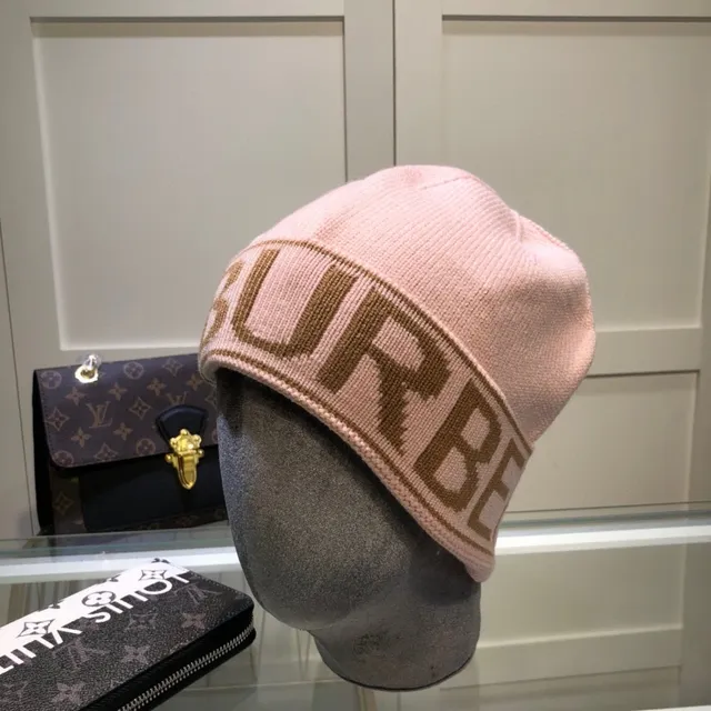 Burberry Logo-Knit beige noir Rolled Cuff Beanie 8