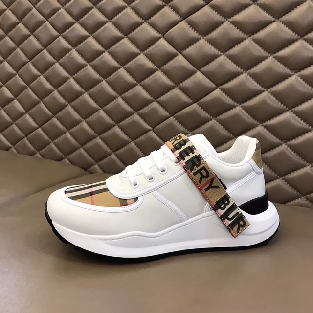 Burberry Lola Blanc Beige Semelle plateforme épaisse Détail sangle check maison Chaussures lifestyle 6