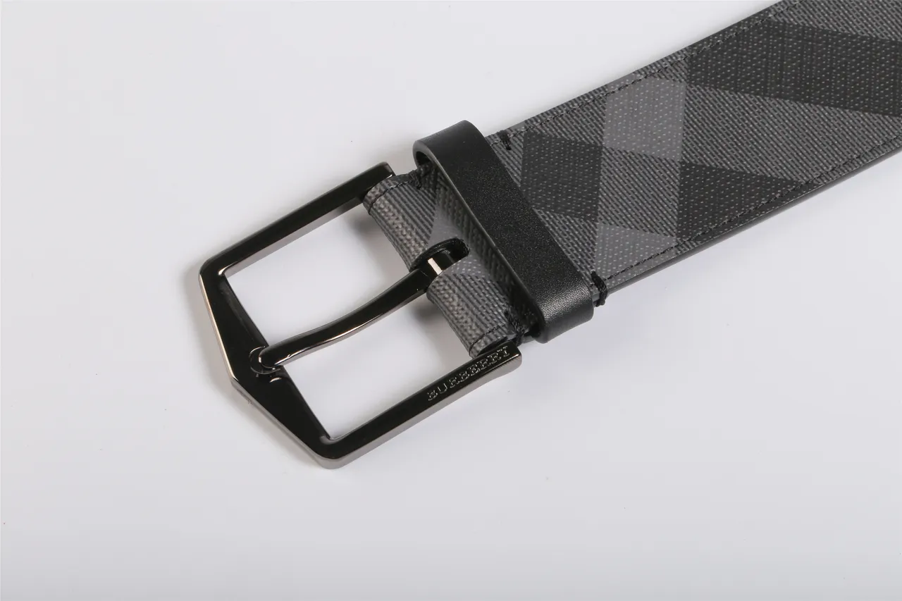 Burberry Monochrome Check Gray Leather Belt 3