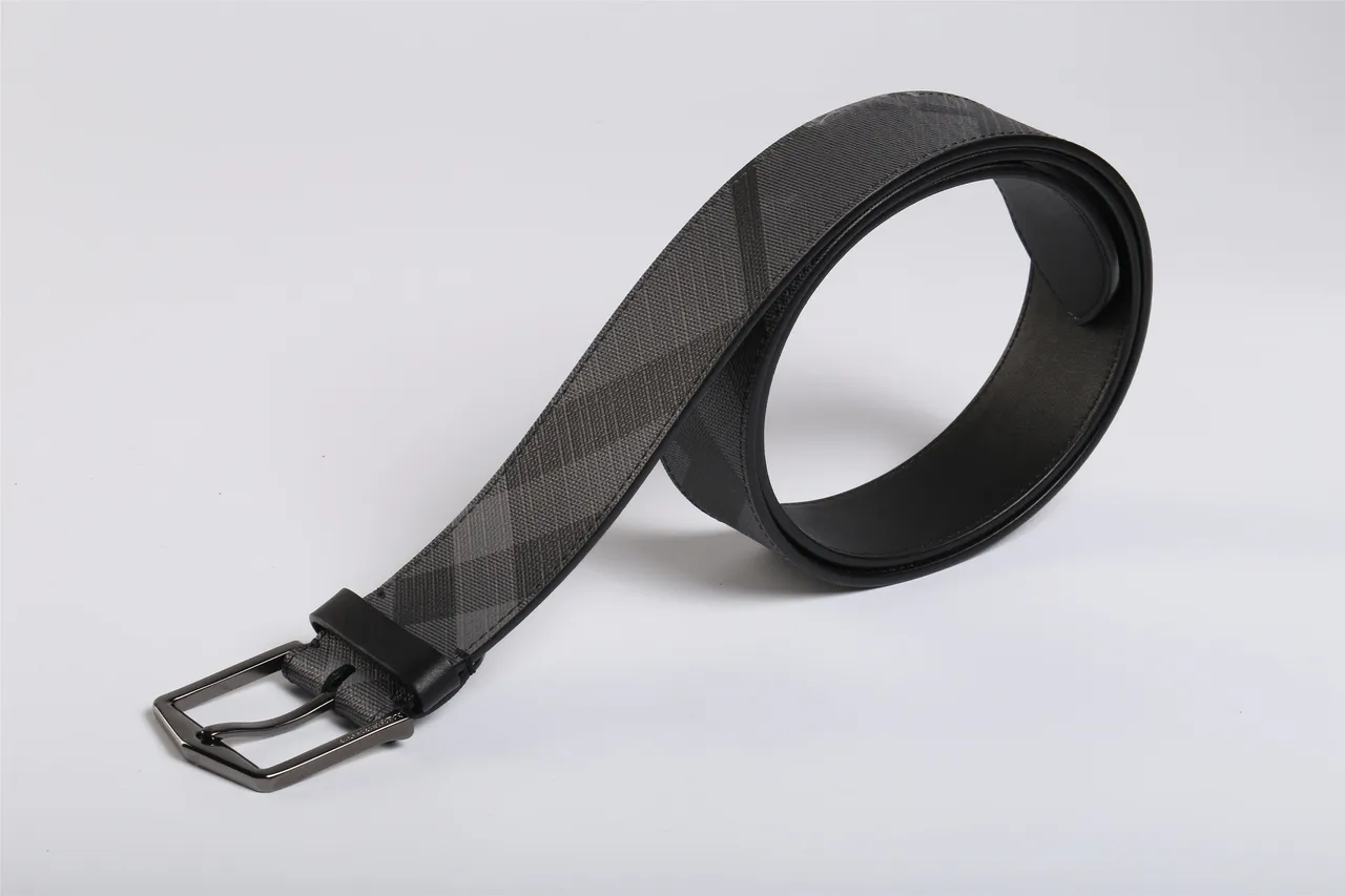 Burberry Monochrome Check Gray Leather Belt 4