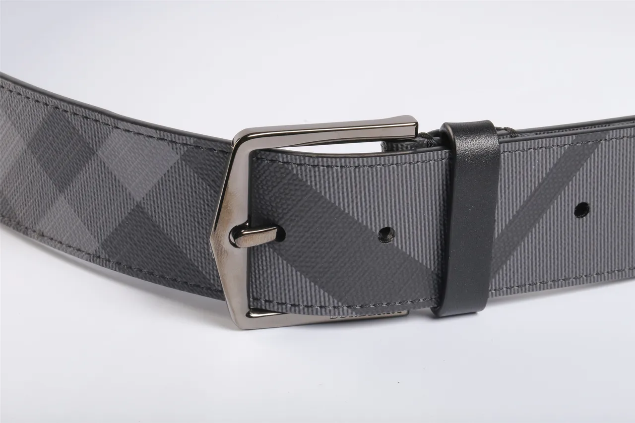Burberry Monochrome Check Gray Leather Belt 7