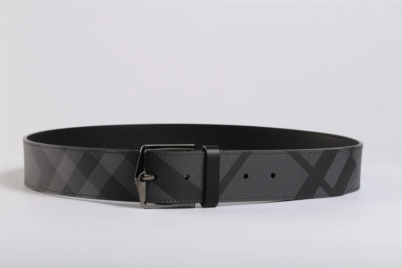 Burberry Monochrome Check Gray Leather Belt 9