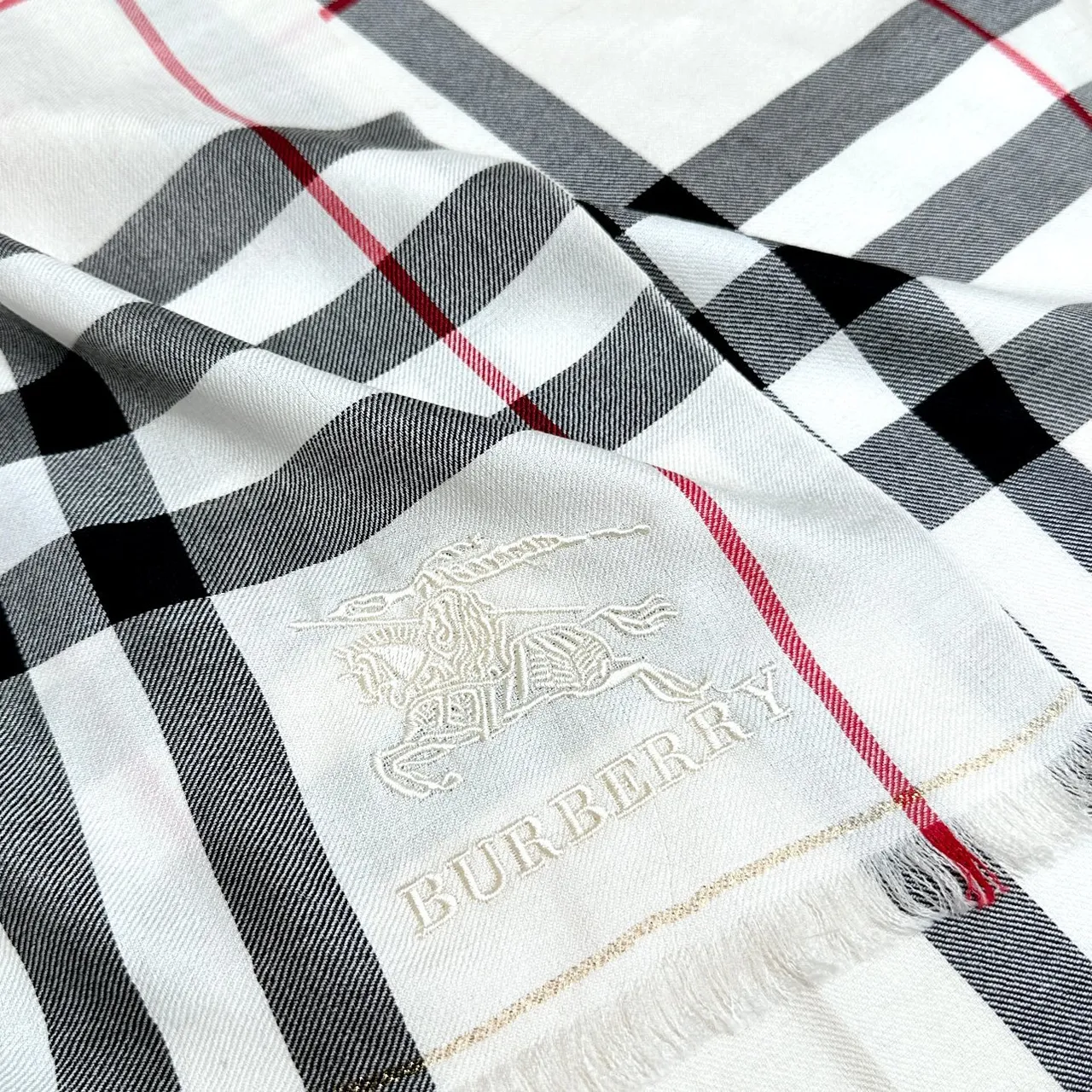 Burberry Nova Check Oversized Fringed Shawl 4