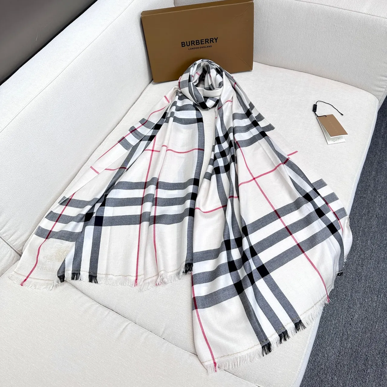 Burberry Nova Check Oversized Fringed Shawl 5