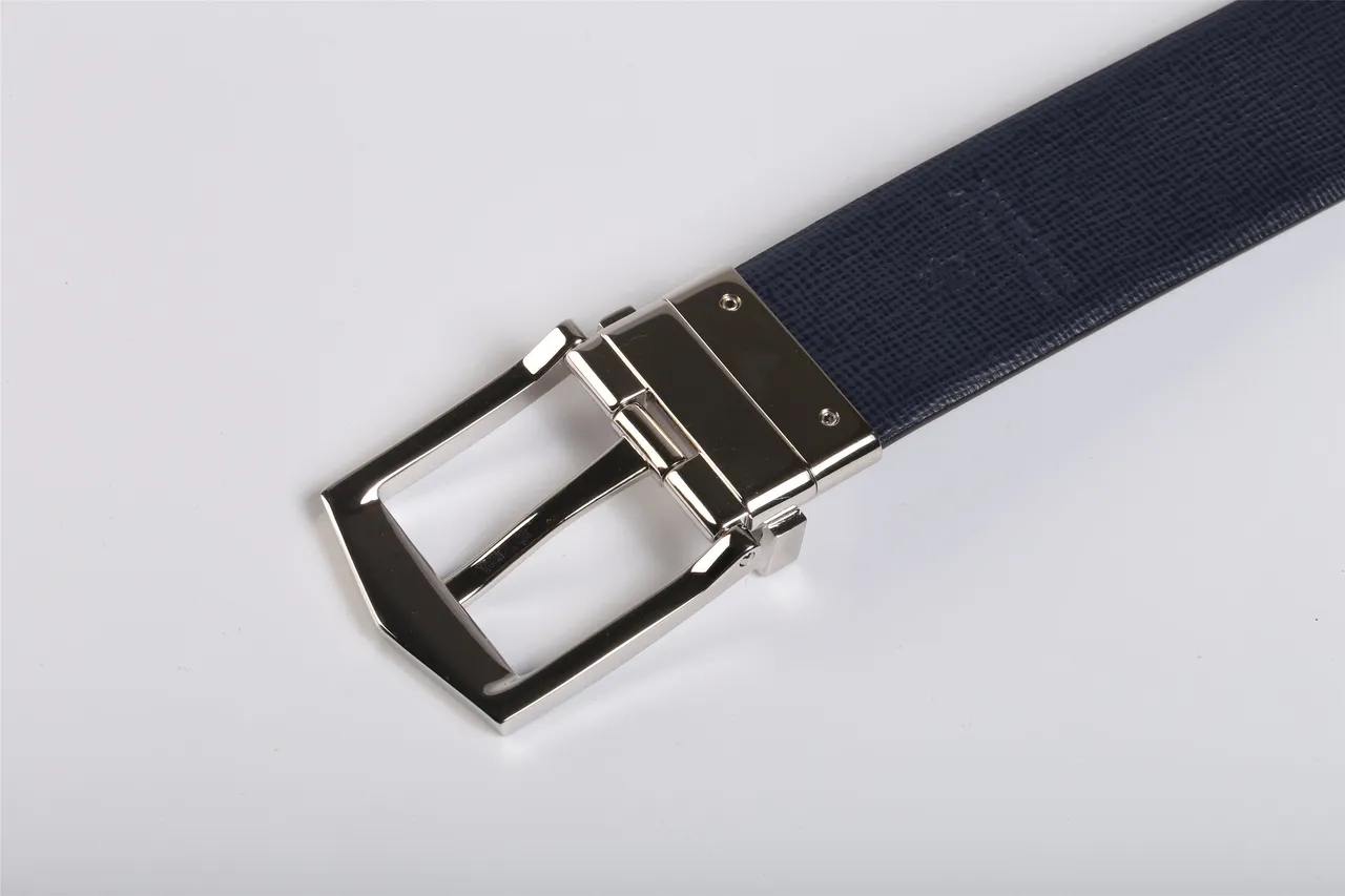 Burberry Reversible Textured Black Navy Leather Belt 3
