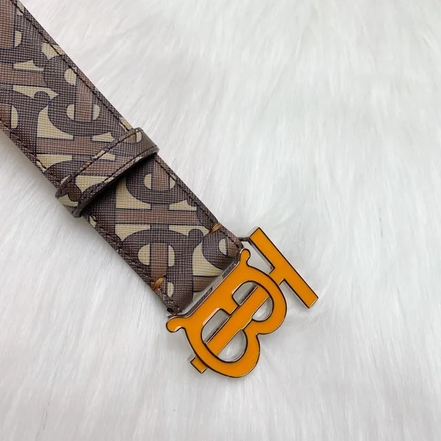Burberry TB Monogram Cinturón Hebilla de Esmalte Naranja Cinturón de Cuero 4