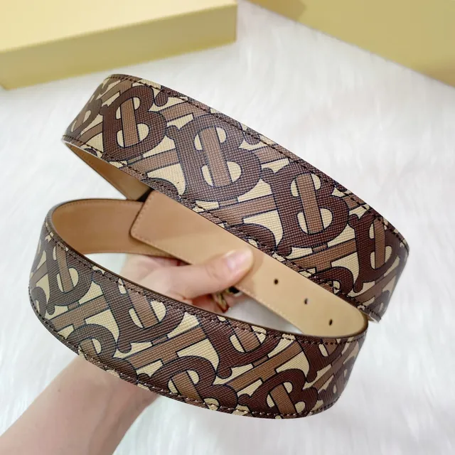 Burberry TB Monogram Cinturón Hebilla de Esmalte Naranja Cinturón de Cuero 7