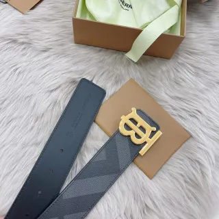 Burberry TB मोनोग्राम ग्रे गोल्ड Jacquard स्ट्रैप बकल लेदर बेल्ट