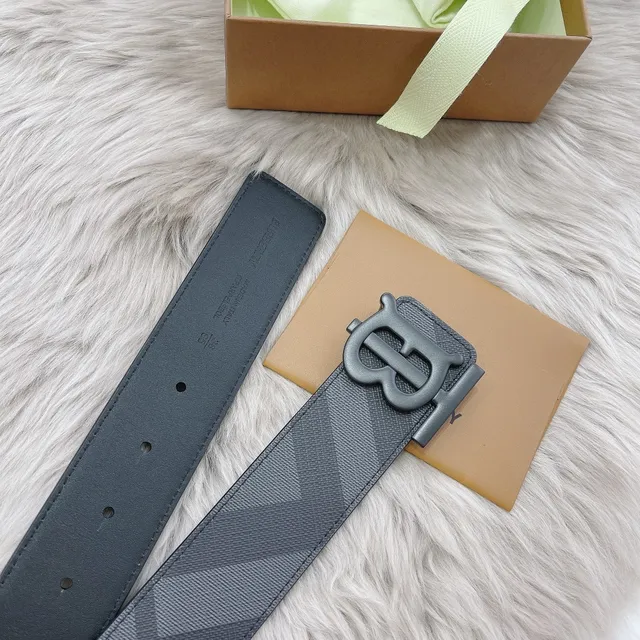 Burberry TB Monogram Gray Gold Jacquard Strap Buckle Leather Belt 7