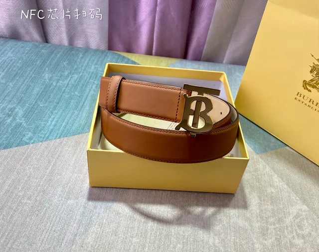 Burberry TB Monogram Tan Leather Belt 6