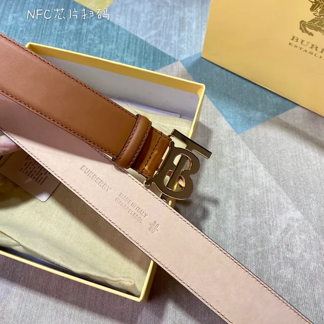 Burberry TB Monogram Tan Leather Belt 8