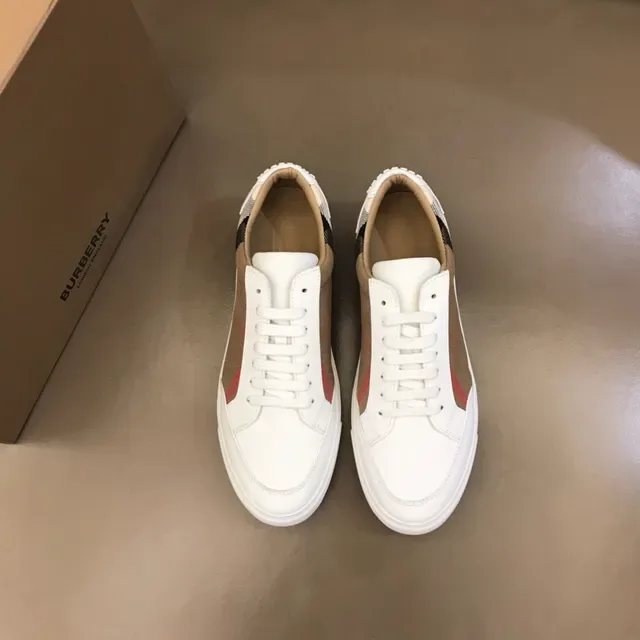 Burberry Blanc Beige Cuir House Check Panel Latéral Lifestyle Sneakers 9