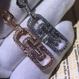 Bvlgari B.zero1 Geometric Pavé Crystal Necklace