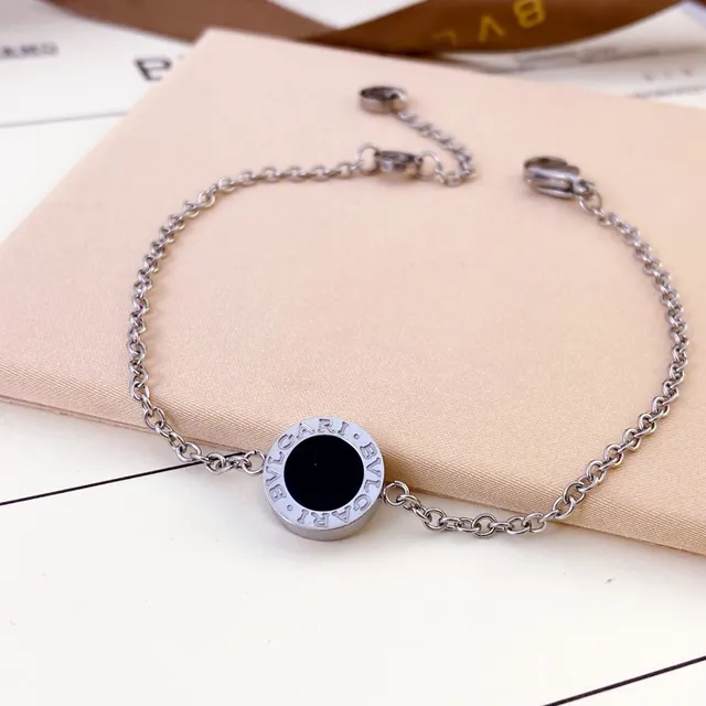 Bvlgari B.zero1 Bracelet chaîne Rolo or noir charm gravé circulaire 2