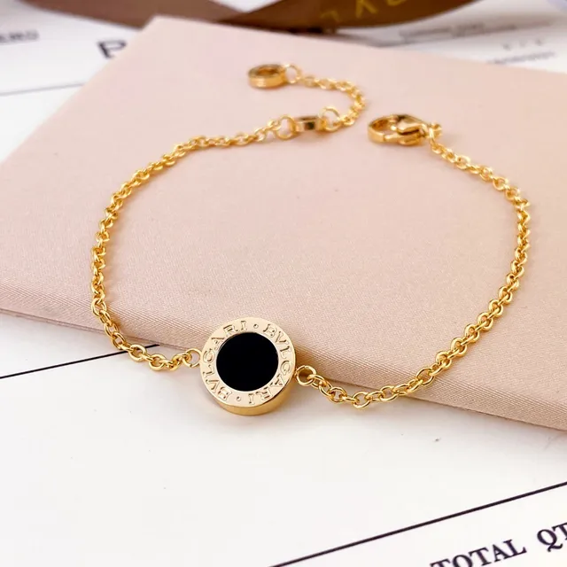 Bvlgari B.zero1 Bracelet chaîne Rolo or noir charm gravé circulaire 4