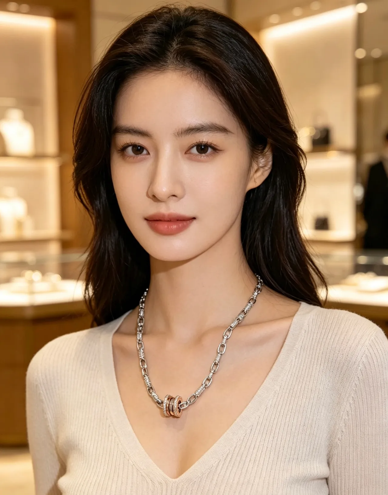 Bvlgari B.zero1 Multi-Tone Diamond-Pavé Rotating Ring Necklace 3