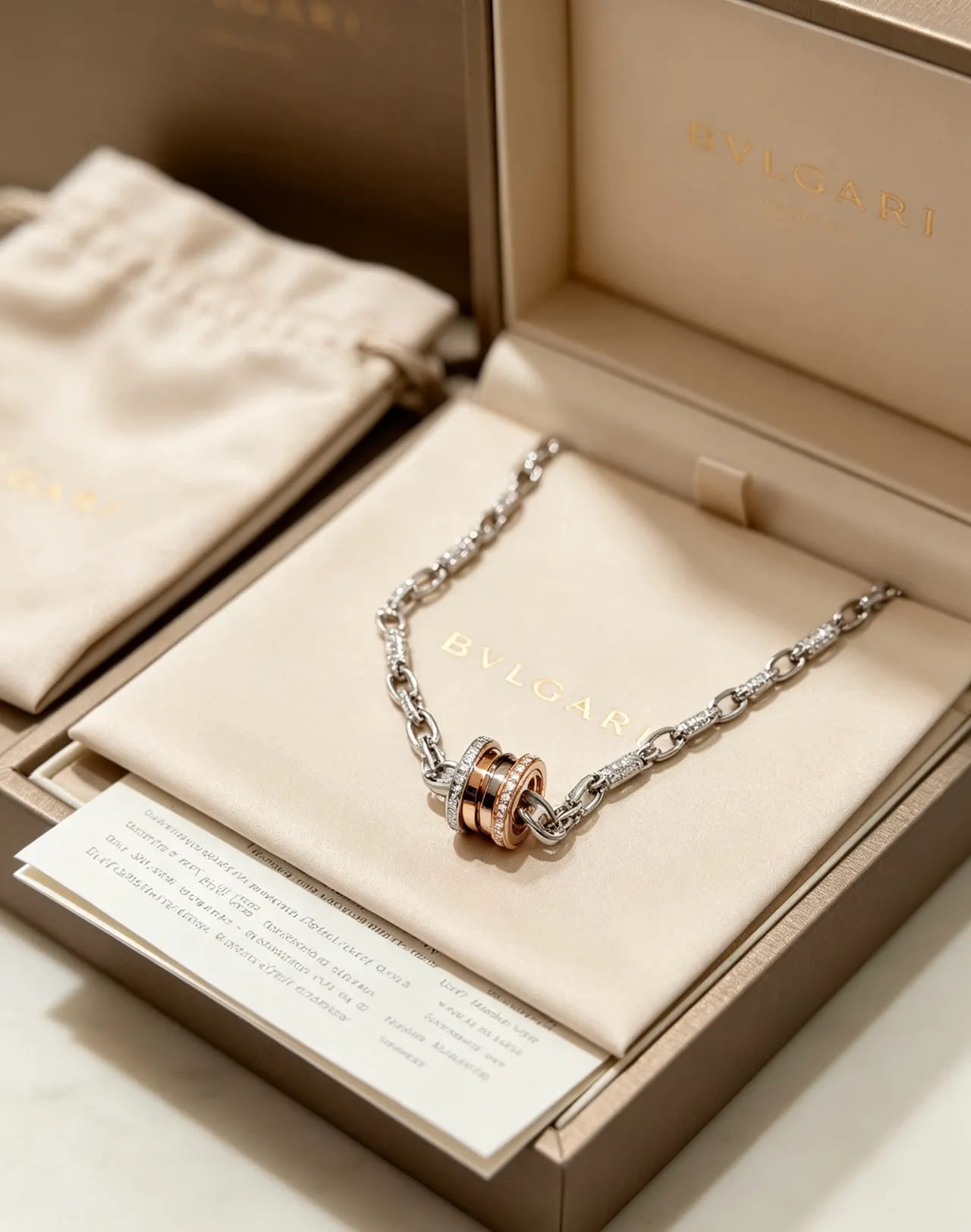 Bvlgari B.zero1 Multi-Tone Diamond-Pavé Rotating Ring Necklace 8