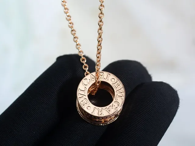 Bvlgari B.zero1 Rose Gold Pavé Gemstone Rotating Triple-Ring Necklace 2