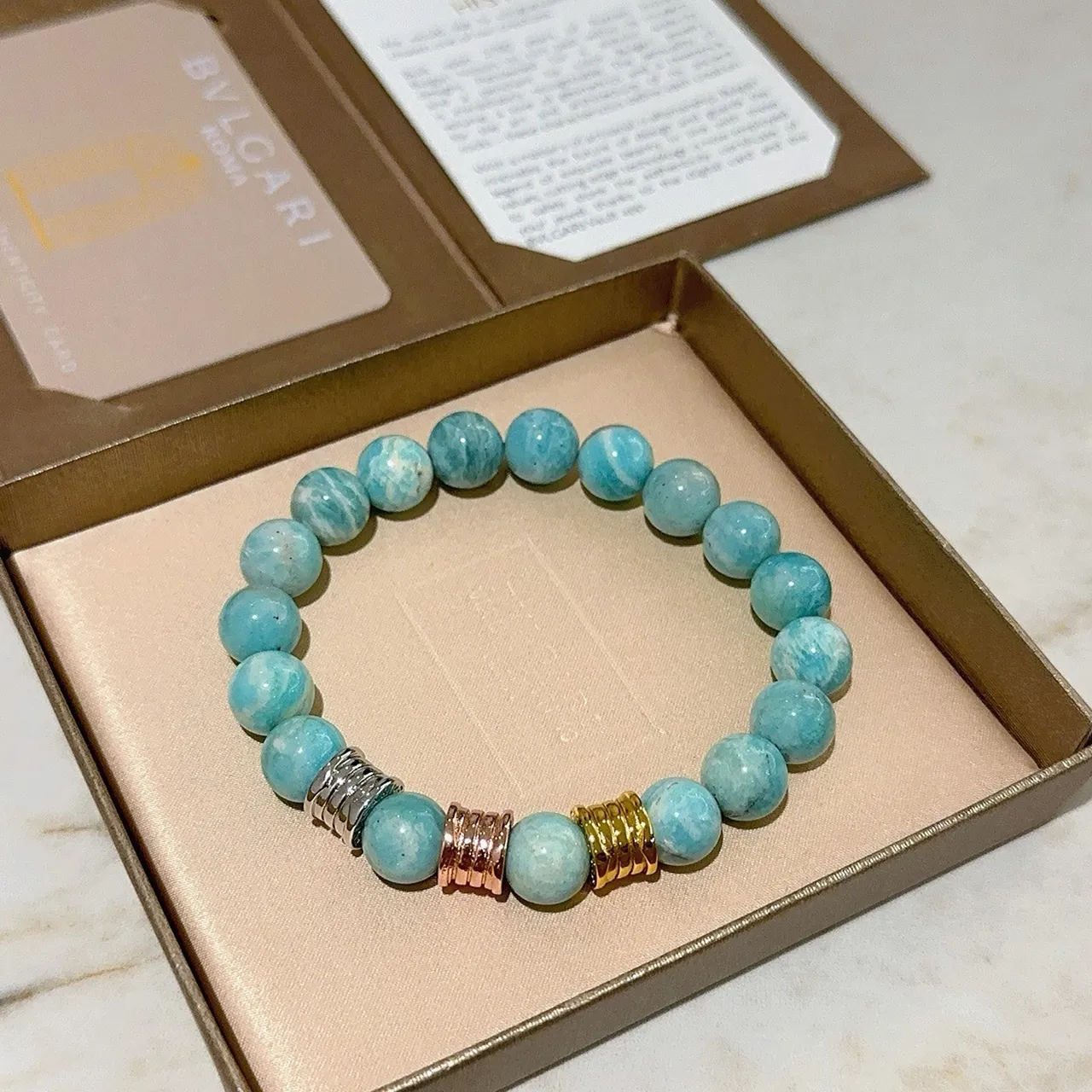Bvlgari Beaded Turquoise and Multi-Metal Spacer Bracelet 5