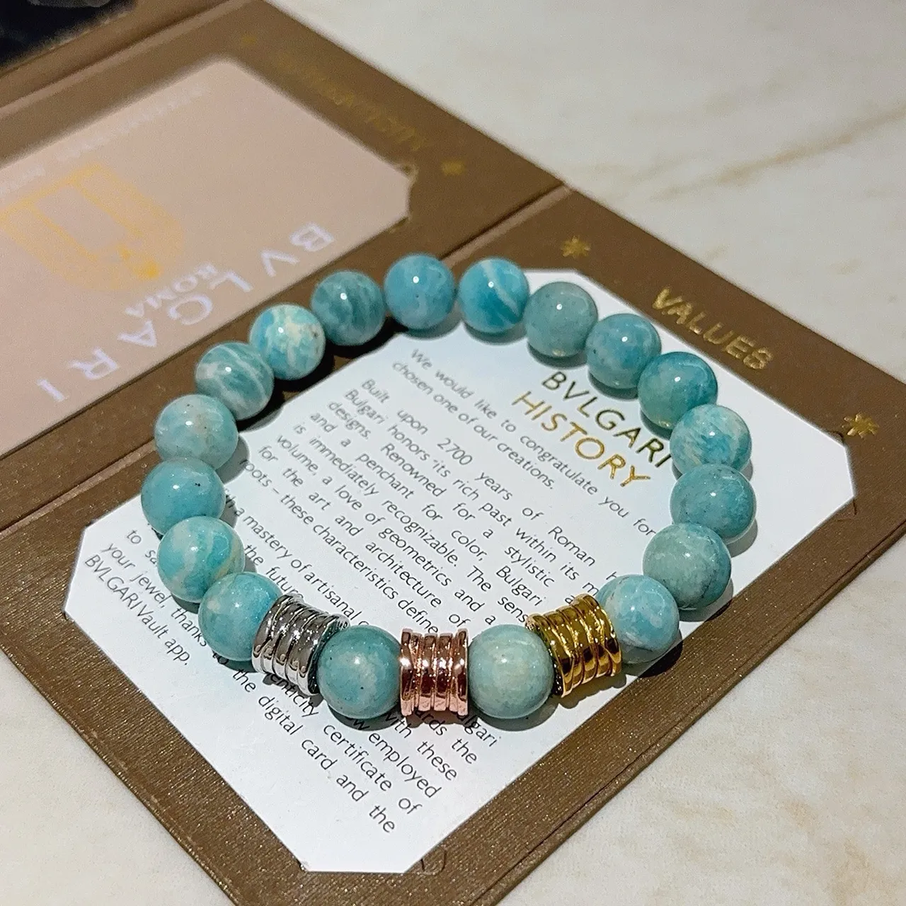 Bvlgari Beaded Turquoise and Multi-Metal Spacer Bracelet 6
